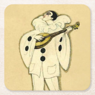 Pierrot Serenades a Crescent Moon von Sophia Chios Rechteckiger Pappuntersetzer