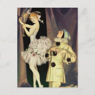 „Pierrot und Columbine“ von FX Leyendecker Postkarte