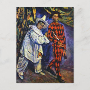 Pierrot und Harlekin von Paul Cezanne Postkarte