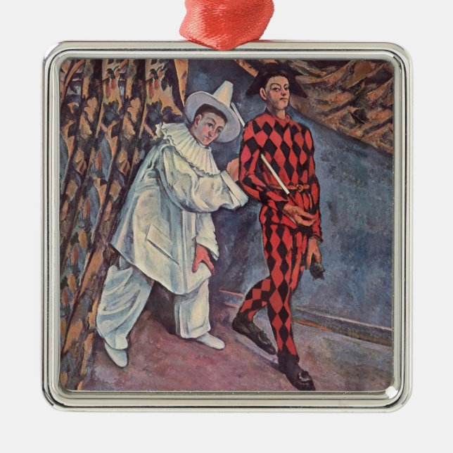 Pierrot und Harlequin Silbernes Ornament (Vorne)