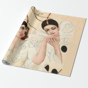 Pierrot und Pierrette Hand Kiss von Sophia Chiostr Geschenkpapier