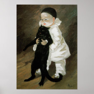 Pierrot with Cat, Alexandre Steinlen Poster