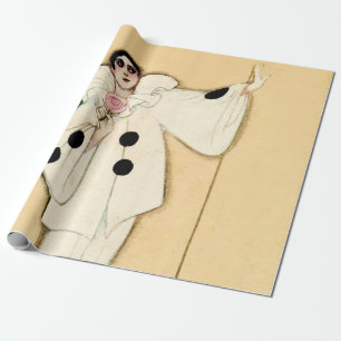 Pierrot with Pink Rose by Sophia Chiostri Geschenkpapier