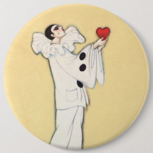 Pierrot with Red Heart von Sophia Chiostri Button