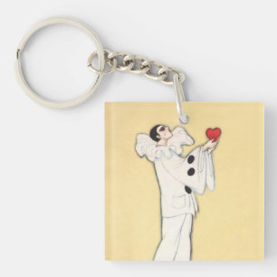 Pierrot with Red Heart von Sophia Chiostri Schlüsselanhänger