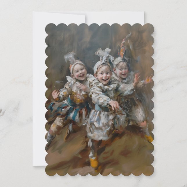Pierrots - flache Einladungsgröße: 12,7 cm x 17,8  Einladung (Vorderseite)