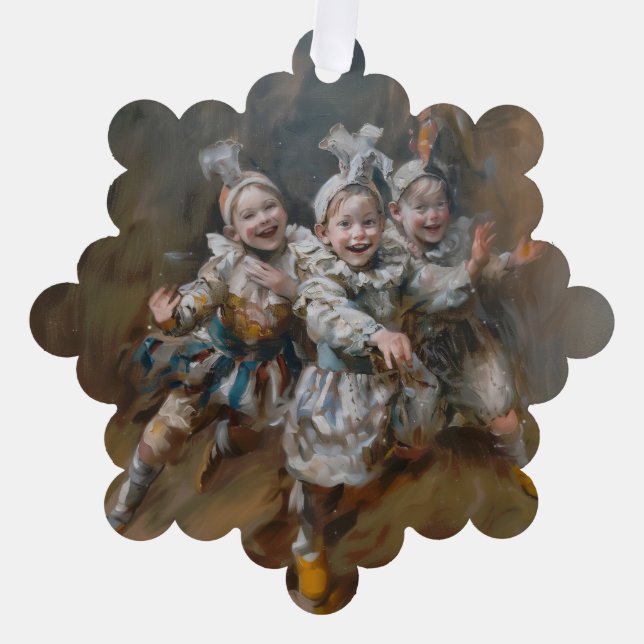 Pierrots - Papierkartendekorationsgeschirr Ornament Karte (Vorderseite)