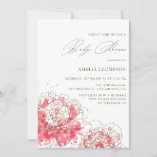 Pies roses   Invitation au Baby shower floral