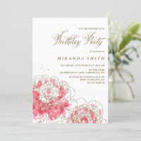 Pies roses | Invitation Floral Anniversaire