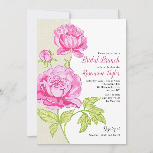 Pies roses Invitation Florale (Devant)