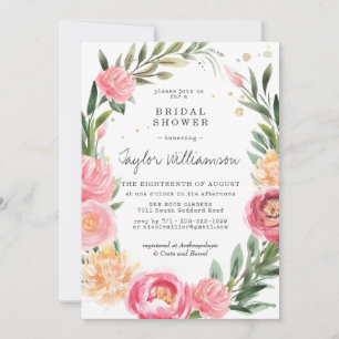 Pies roses   Invitation Florale de douche nuptiale