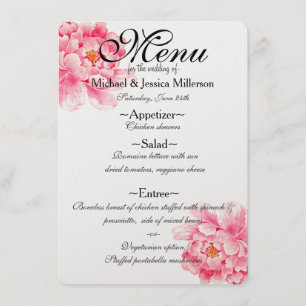 Pies roses Menu Mariage Floral