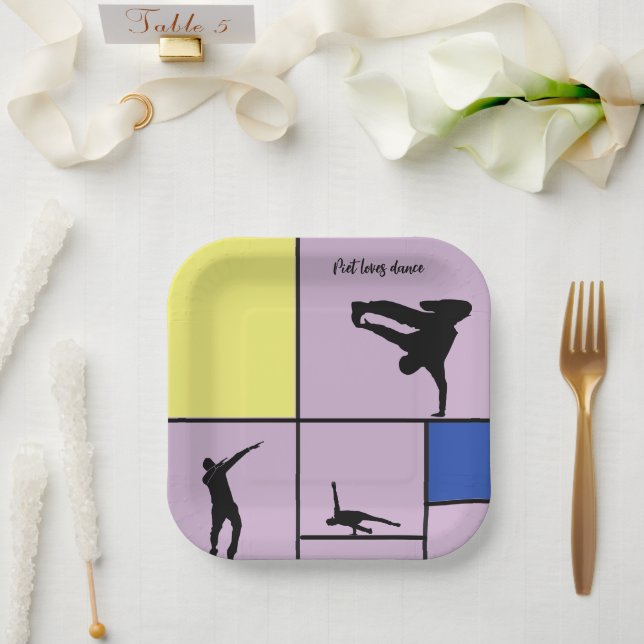 Piet Lieben Dance Mondrian Street Hiphop Style Pappteller (Hochzeit)