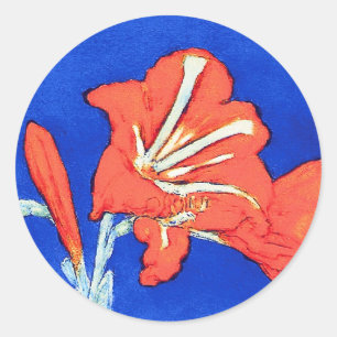 Piet Mondrian - Amaryllis Feine Blumenmalerei Runder Aufkleber