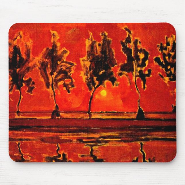 Piet Mondrian art, Bäume durch die Geine am Monume Mousepad (Vorne)