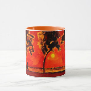 Piet Mondrian art, Bäume durch die Geine am Monume Tasse