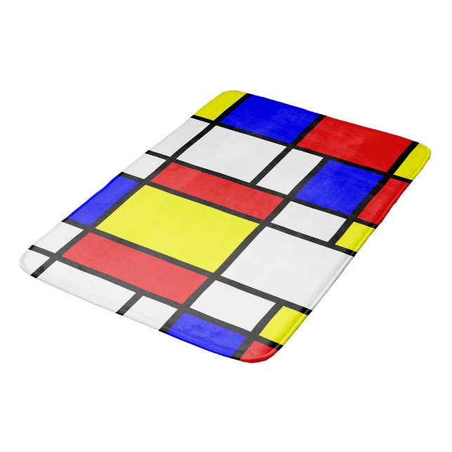 Piet Mondrian Art Style Modern Bright Colorado Badematte (Schrägansicht)
