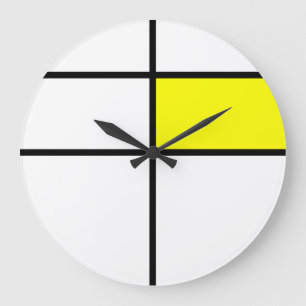 Piet Mondrian-Artentwurf: Gelb Große Wanduhr