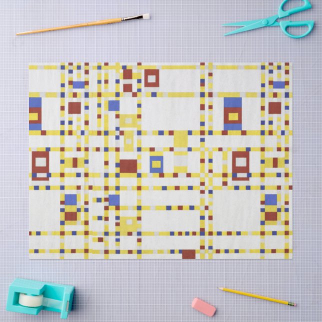 Piet Mondrian Broadway Boogie Woogie Abstrakte Kun Seidenpapier (Basteln)