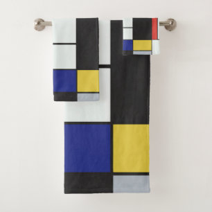 Piet Mondrian - Geometrisch Abstrakt Badhandtuch Set