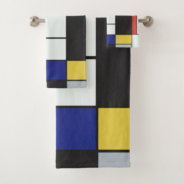 Piet Mondrian - Geometrisch Abstrakt Badhandtuch Set (Insitu)