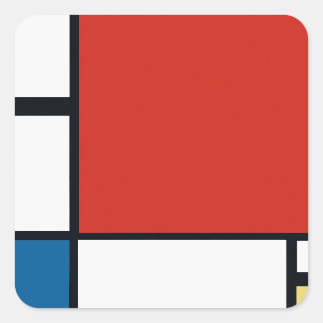 Piet Mondrian - Geometrisch Abstrakt Quadratischer Aufkleber (Vorderseite)