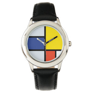 Piet Mondrian Komposition A - Abstrakte Moderne Ku Armbanduhr