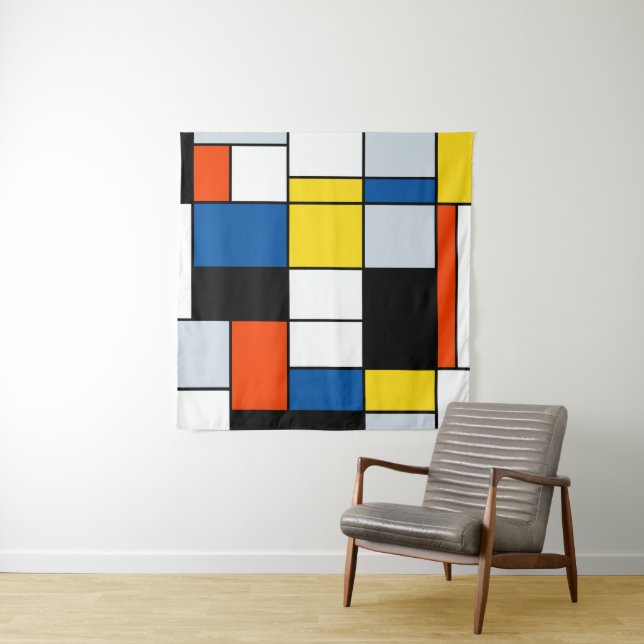 Piet Mondrian Komposition A - Abstrakte Moderne Ku Wandteppich (Beispiel)