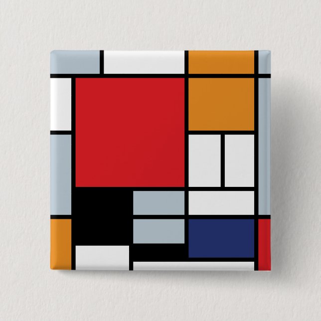 Piet Mondrian - Komposition mit großem rotem Flugz Button (Vorderseite)