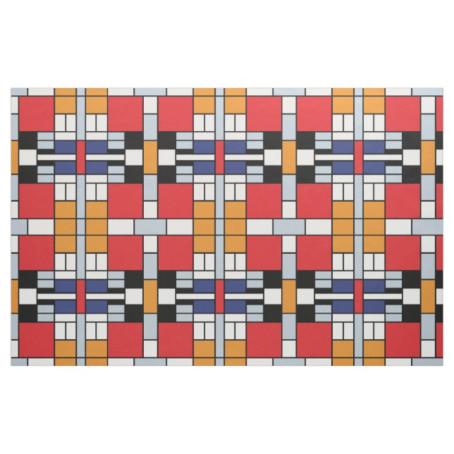 Piet Mondrian - Komposition mit großem rotem Flugz Stoff (Fat Quarter (45,7 x 55,9 cm))