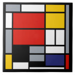 Piet Mondrian, Komposition mit großem rotem Flugze Fliese<br><div class="desc">Inspiriert von Piet Mondrians Komposition mit dem großen roten Flugzeug,  Gelb,  Schwarz,  Grau und Blau De Stijl moderne Malerei.</div>