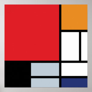 Piet Mondrian - Komposition mit großer roter Fläch Poster