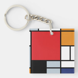 Piet Mondrian - Komposition mit großer roter Fläch Schlüsselanhänger