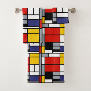 Piet Mondrian, Komposition mit großer roter Fläche Badhandtuch Set