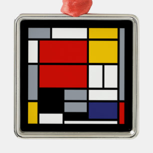 Piet Mondrian, Komposition mit großer roter Fläche Ornament Aus Metall