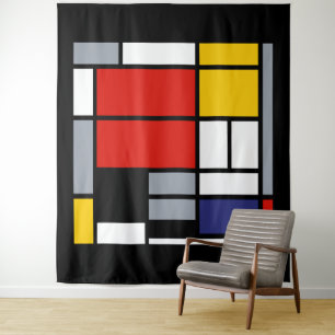 Piet Mondrian, Komposition mit großer roter Fläche Wandteppich
