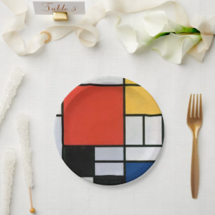 Piet Mondrian Komposition Rot Gelb Blau Druck Pappteller