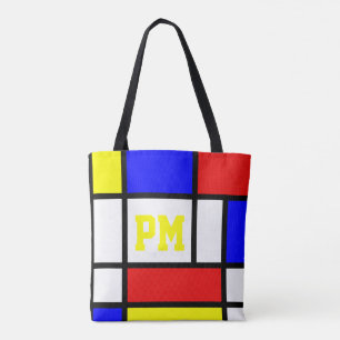 Piet Mondrian-Kunst-Art-moderne helle Initialen Tasche