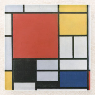 Piet Mondrian Rot Blau Gelb Abstrakte Kunst Glasuntersetzer