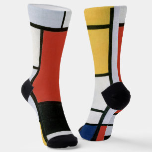 Piet Mondrian Rot Blau Gelb Abstrakte Kunst Socken