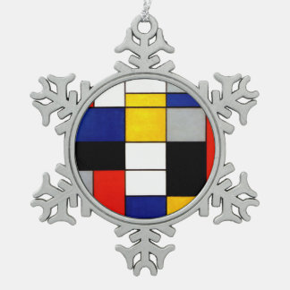 Piet Mondrian Stil Fauvismus Weihnachtsdekor Schneeflocken Zinn-Ornament