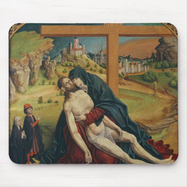 Pieta mit zwei Spendern (Öl auf Platte) Mousepad (Vorne)