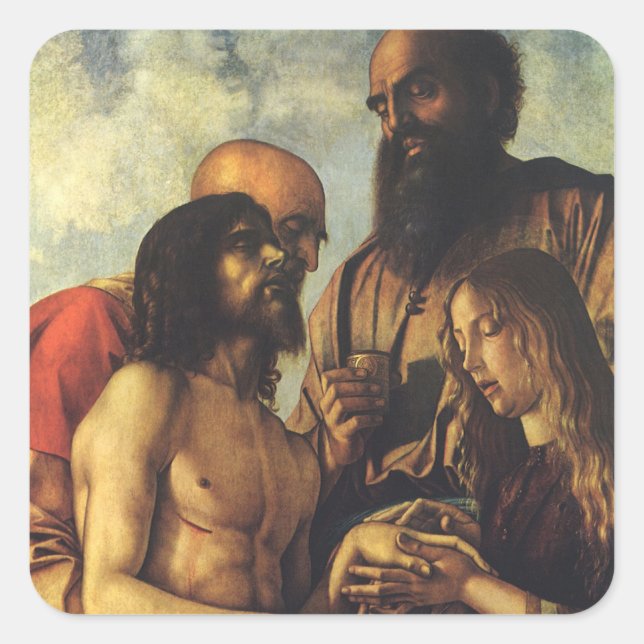 Pieta von Giovanni Bellini, Renaissance Fine Art Quadratischer Aufkleber (Vorderseite)