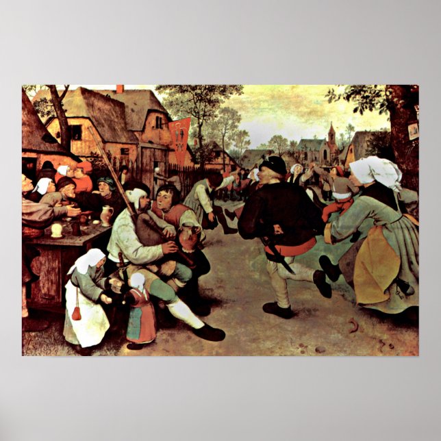 Pieter Bruegel der Ältere - Der Bauerntanz Poster (Vorne)