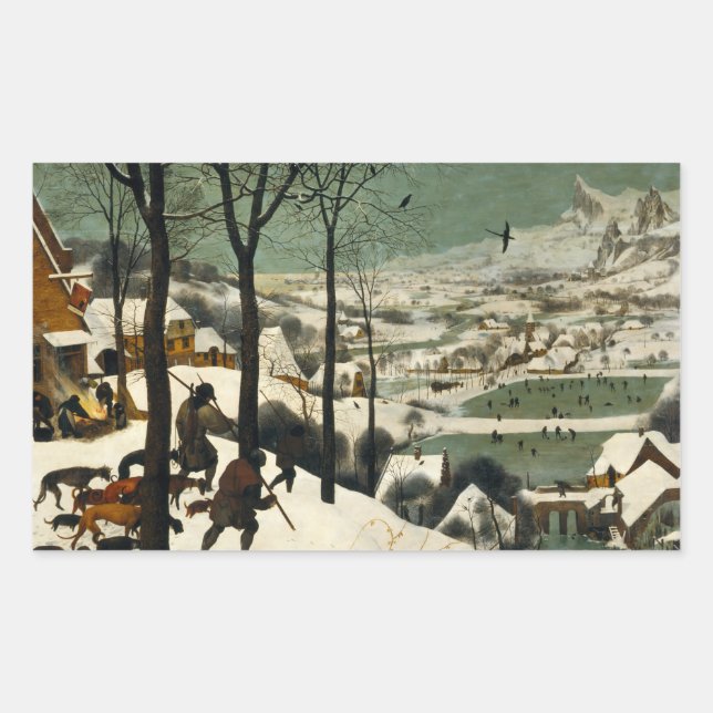 Pieter Bruegel der Ältere - Jäger im Schnee Rechteckiger Aufkleber (Vorderseite)