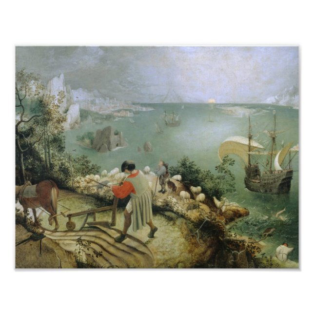Pieter Bruegel - Landschaftsfall von Icarus Fotodruck (Vorne)
