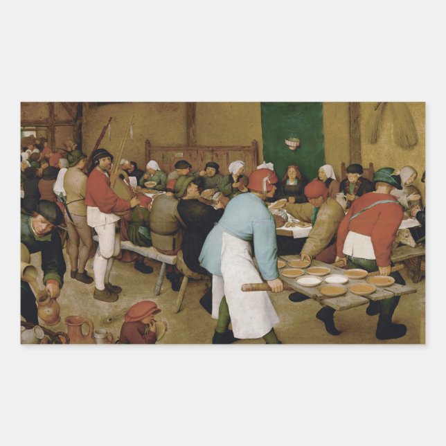 Pieter Bruegel the Elder - Bauernhochzeit Rechteckiger Aufkleber (Vorderseite)