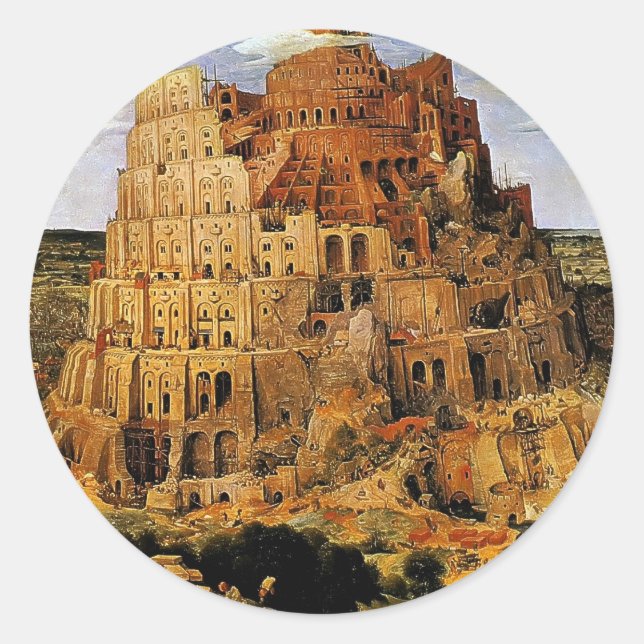 Pieter Bruegels "Der Turm von Babel" (ca. 1563) Runder Aufkleber (Vorderseite)