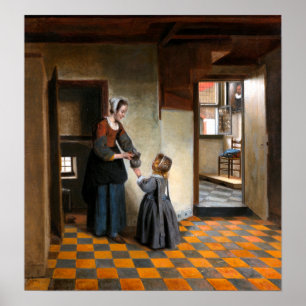 Pieter de Hooch Eine Frau mit Kind in einer Pantry Poster
