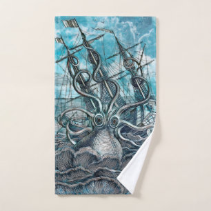 Pieuvre géante Mer Bleue Monstre Voilier